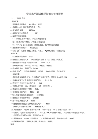 化学学业水平测试必读知识点