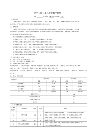 化学工程与工艺专业教学计划