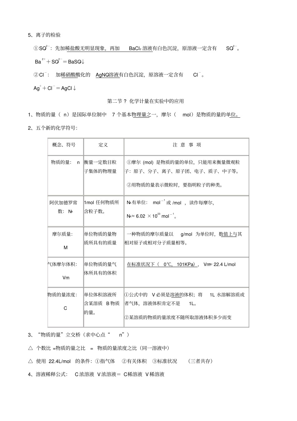 化学必修一复习提纲_第2页