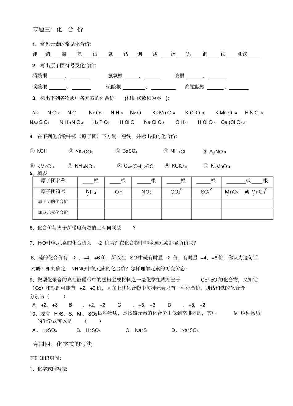 化学用语专题讲练_第2页