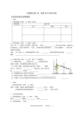 化学试验苏教版必修2选修5中有机试验逐个整理