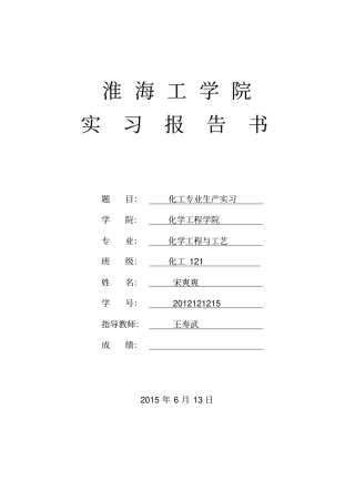 化工专业生产实习报告江苏新海石化有限公司解析