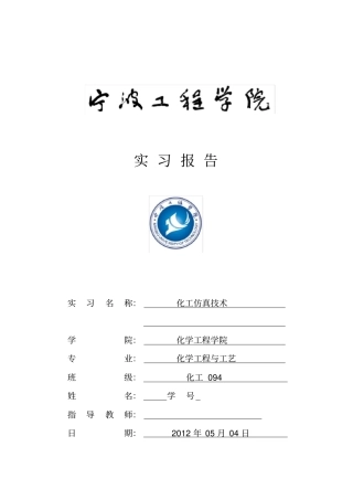 化工仿真技术实习报告