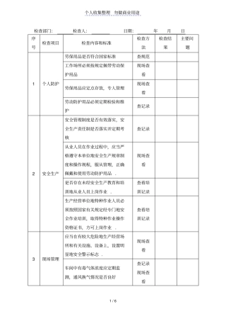 化工企业安全生产综合检查表