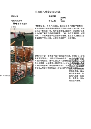 小班幼儿观察记录20篇