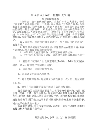登革热征文三(2)班