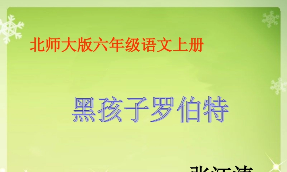张江涛黑孩子罗伯特