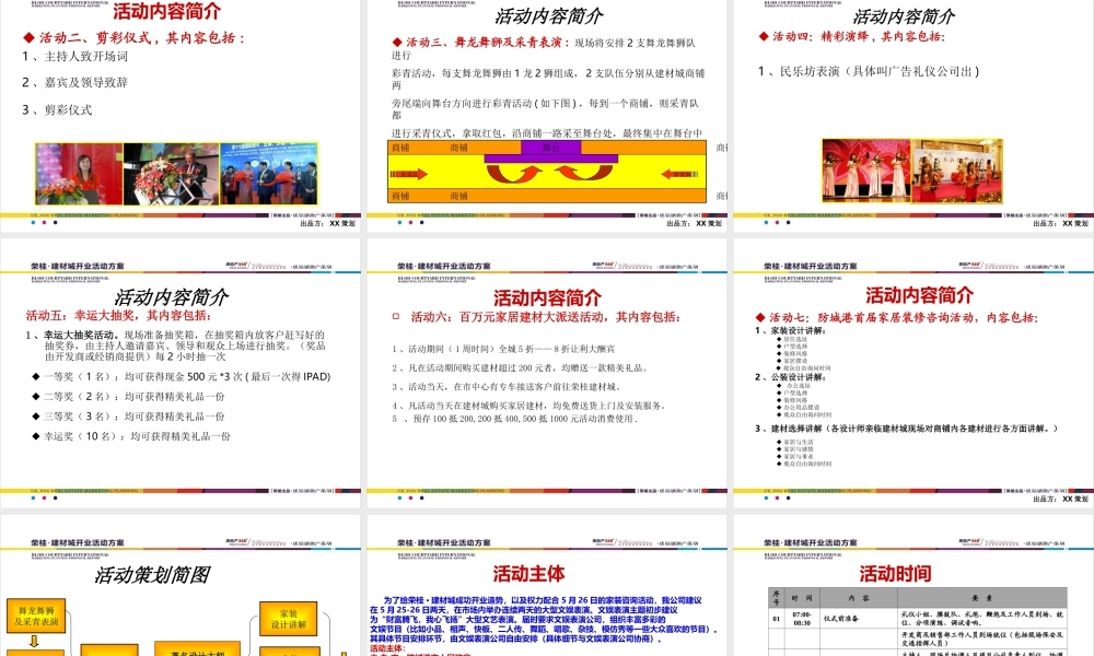 荣桂·建材城开业活动方案
