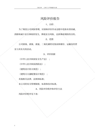 化工厂风险评价分析组织报告