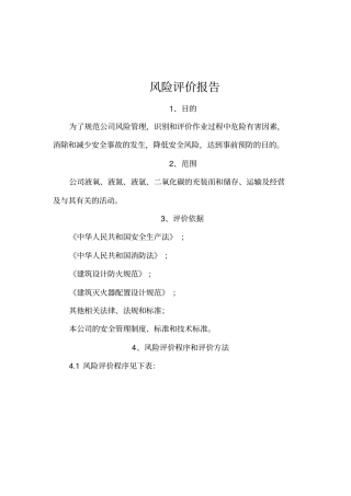 化工厂风险评价报告