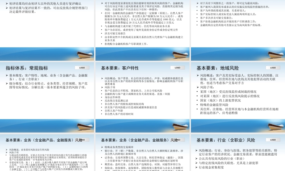 金融机构洗钱风险评估及客户风险等级划分
