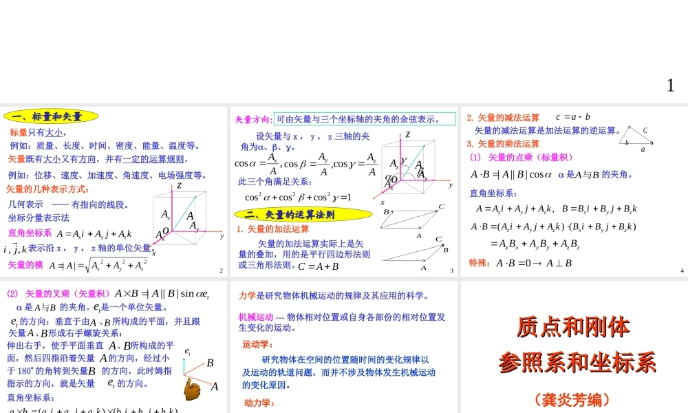 矢量代数的基本知识