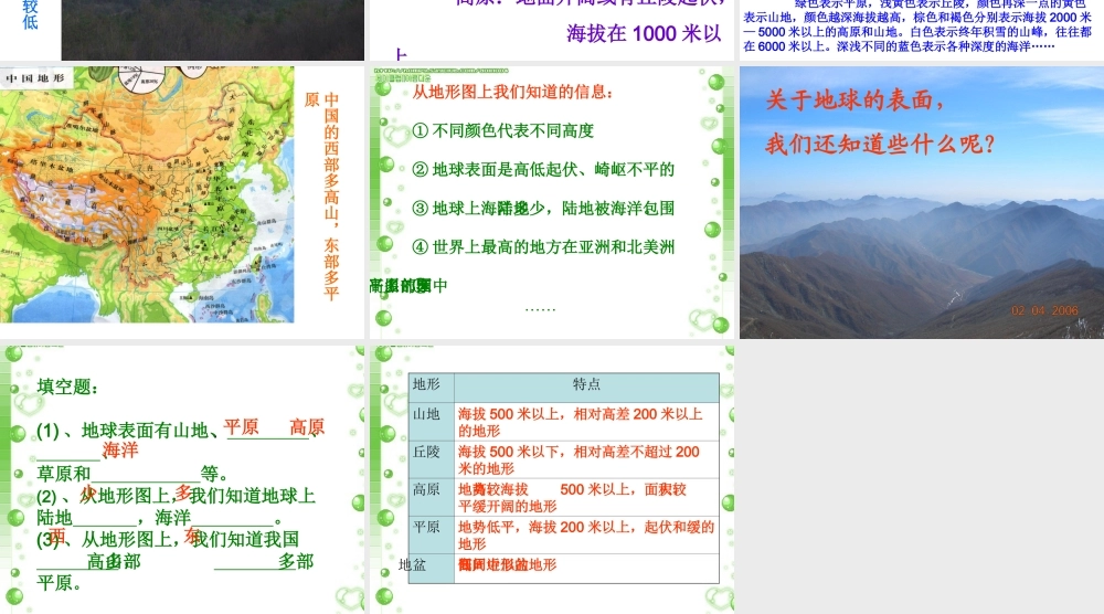 五上科学课件-地球表面的地形PPT