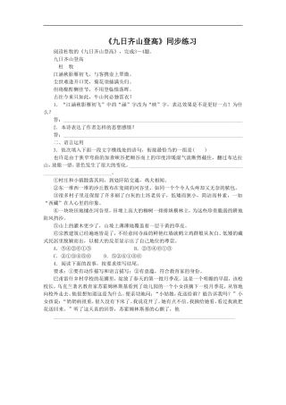 《九日齐山登高》同步练习