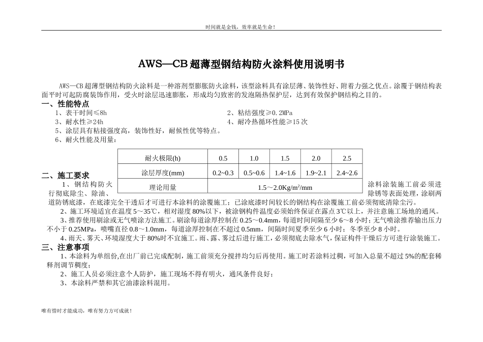 AWS—CB超薄型钢结构防火涂料使用说明书_第1页