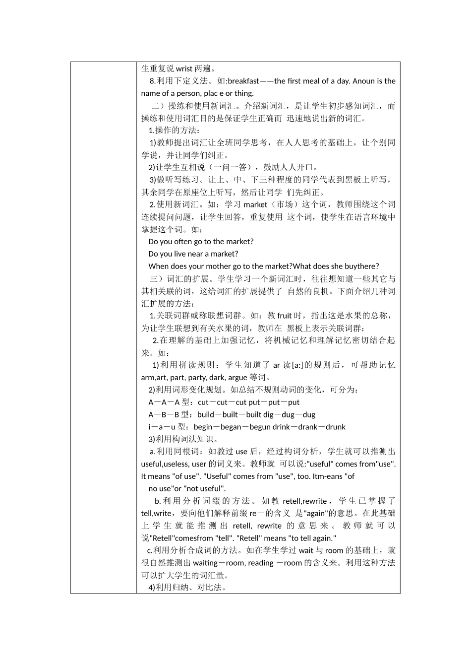 初中英语词汇教学研修活动方案设计_第2页