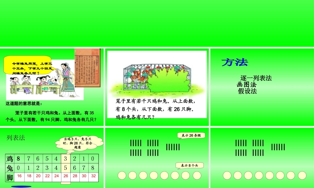 人教版小学数学《鸡兔同笼》-课件