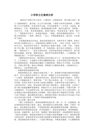 小学班主任案例分析