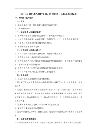各级护士资质、准出标准修改稿