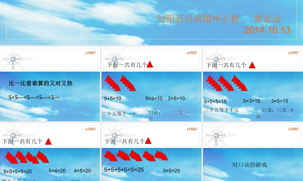 人教版二年级数学上册5的乘法口诀的ppt.