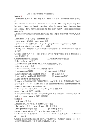 Unit2Howoftendoyouexercise短语
