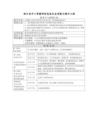陈莹个人研修计划