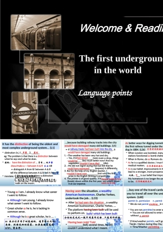 Reading(2)：Thefirstundergroundintheworld
