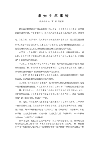 阳光少年事迹