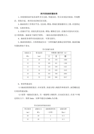 深井泵检修质量标准