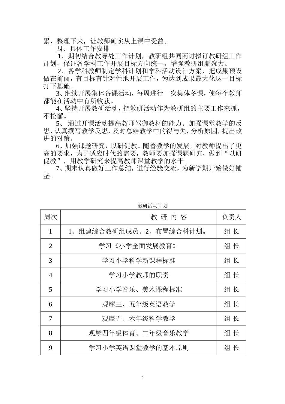 沙后河中心小学综合教研组教学计划-(2)_第2页