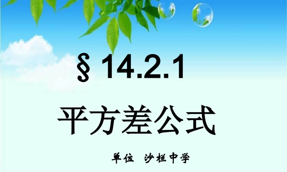 平方差公式(微课)