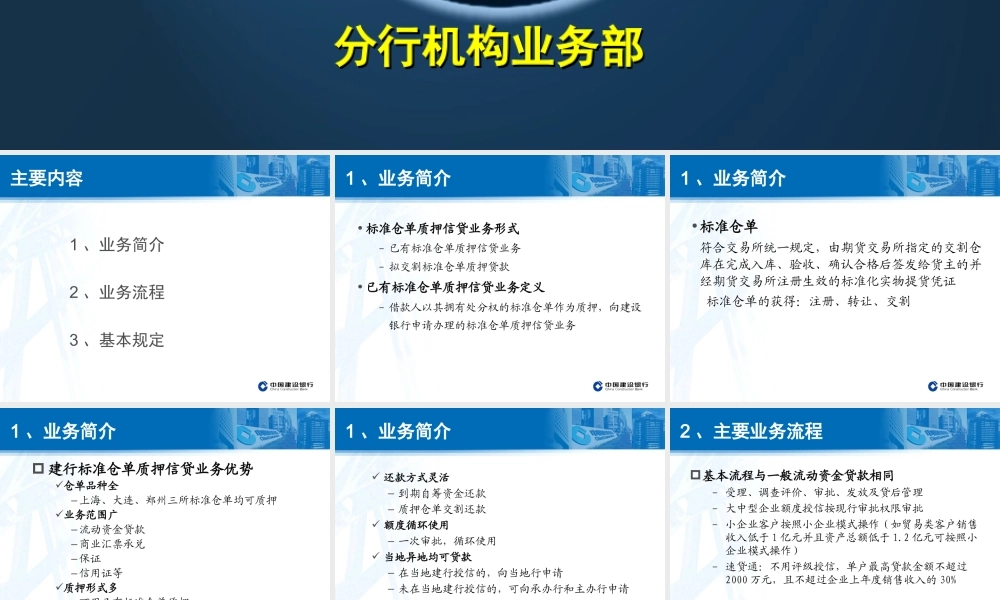银行标准仓单质押信贷业务简介