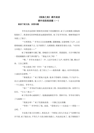 《孤独之旅》课外阅读题