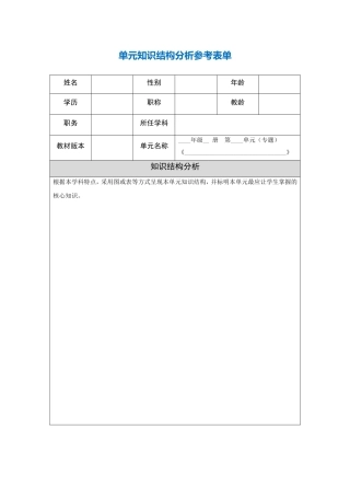 第三阶段【作业表单】单元知识结构分析参考表单