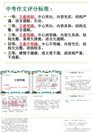 作文指导之“立意明确-中心突出”