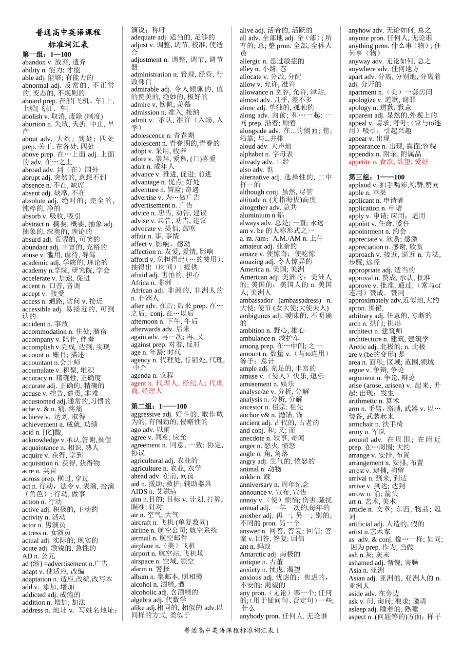 新课标高考英语词汇表3500词1_第1页