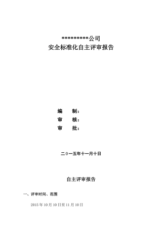 青川公司矿山安全标准化自评报告