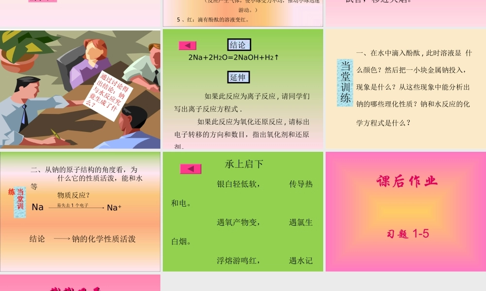 钠与水的反应演示文稿