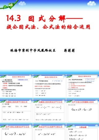 14.3因式分解----提公因式法、公式法的综合运用