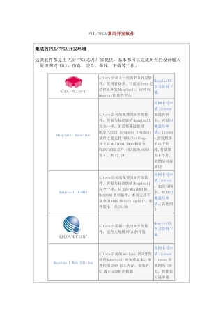 PLDFPGA常用开发软件