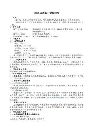 PCBA成品出厂检验标准