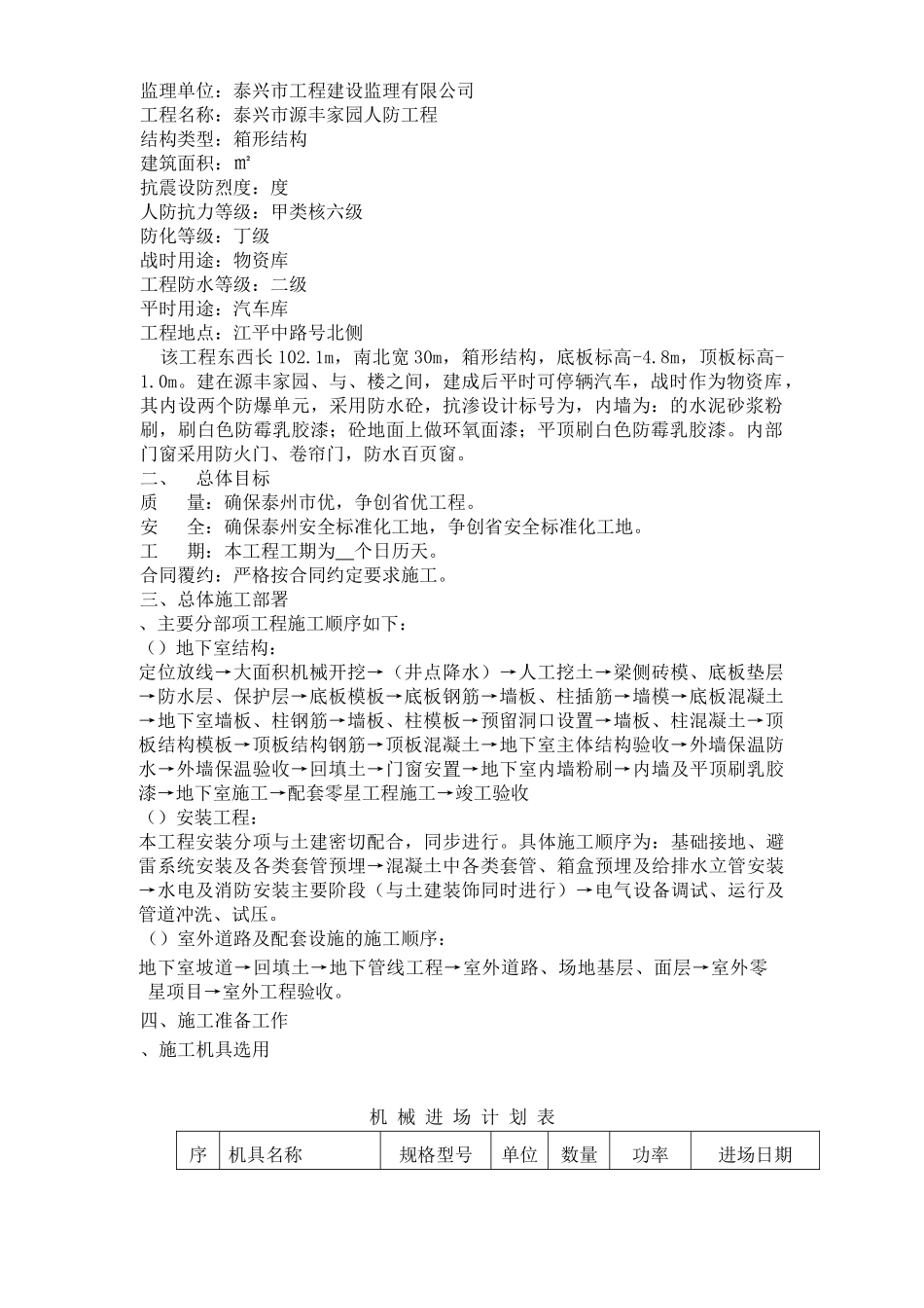 泰兴市源丰家园人防工程施工组织设计方案_第3页