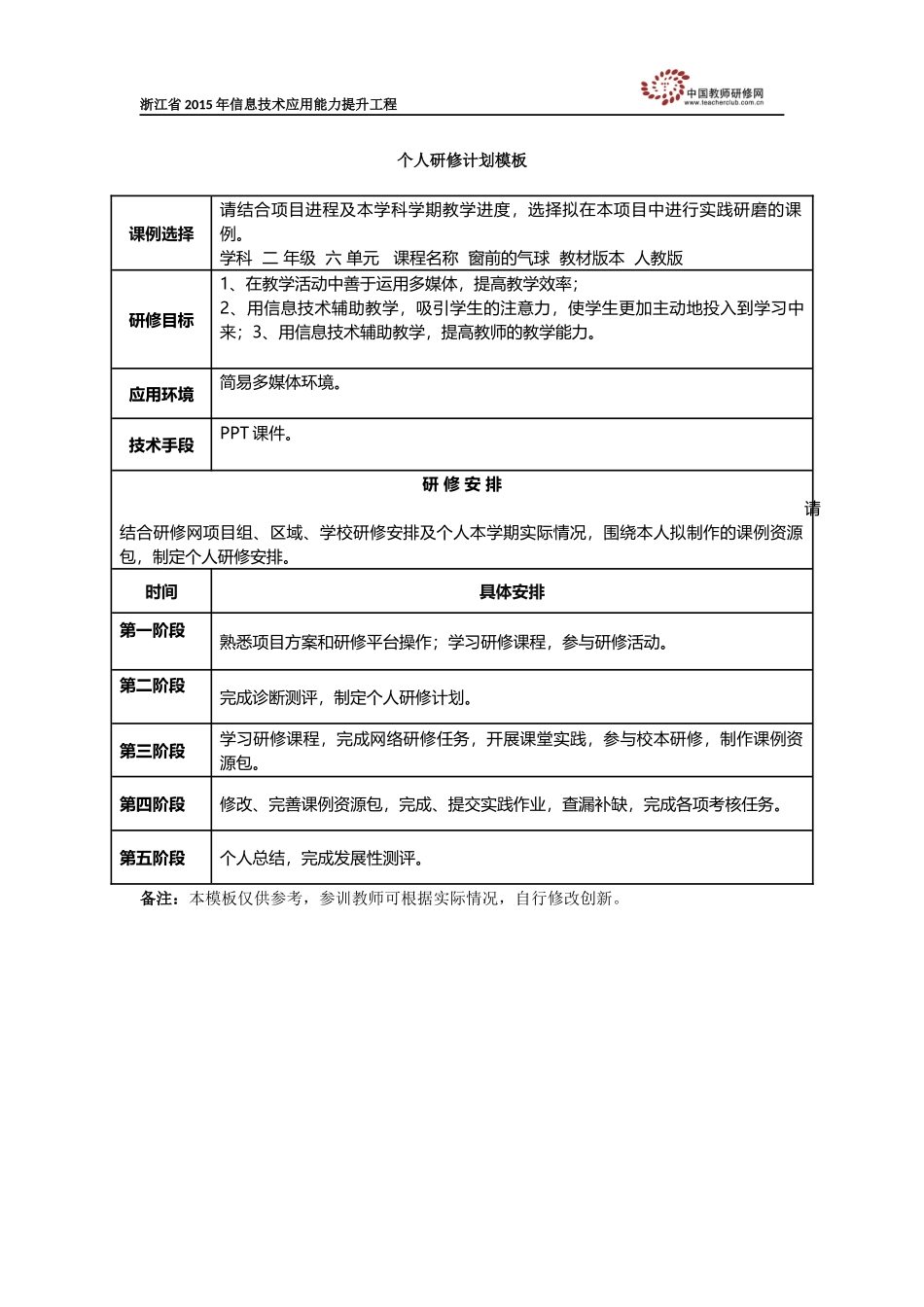 张小琴个人研修计划模板_第1页