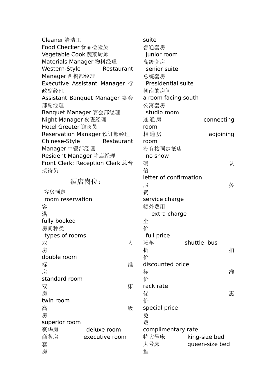 酒店翻译常用英语_第2页