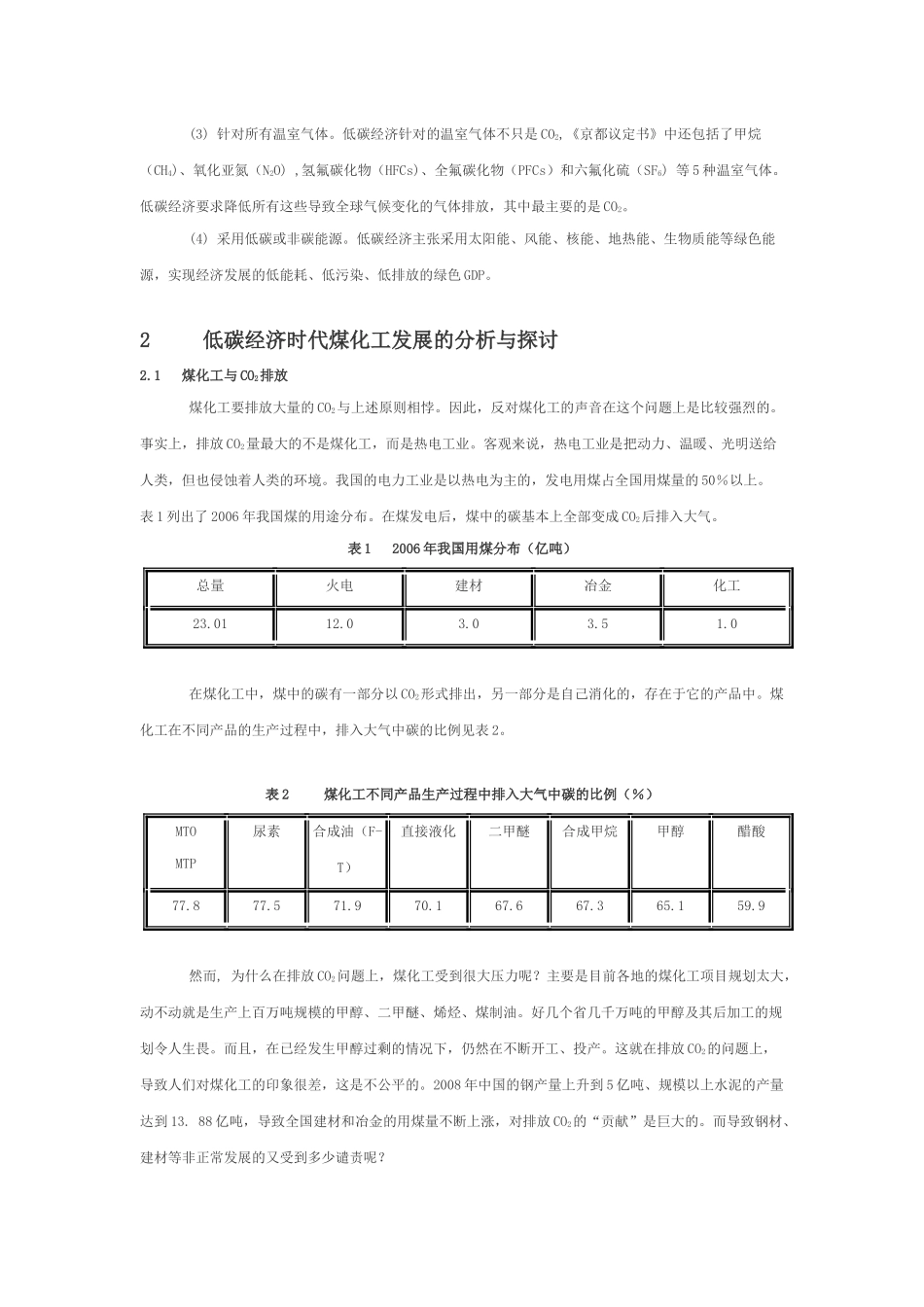 低碳经济与煤化工的若干问题解析_第2页