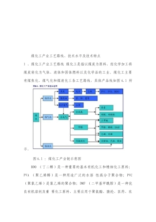 煤化工产业工艺路线与技术水平