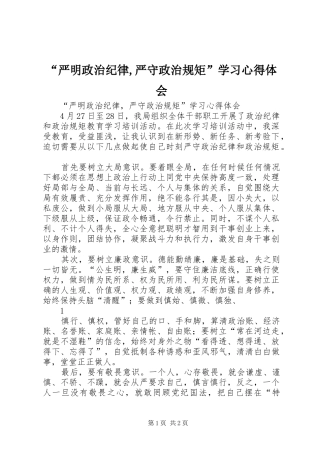“严明政治纪律,严守政治规矩”学习心得体会