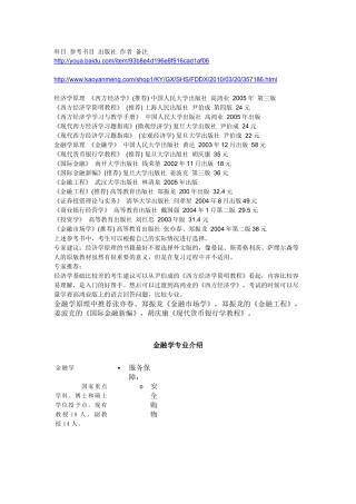 金融学参考书