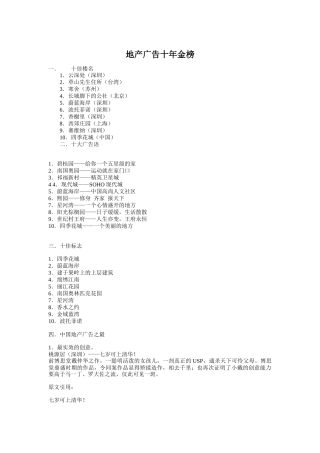 论地产广告十年金榜