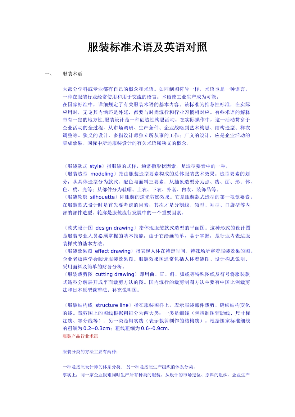 服装标准术语与英语对照_第1页